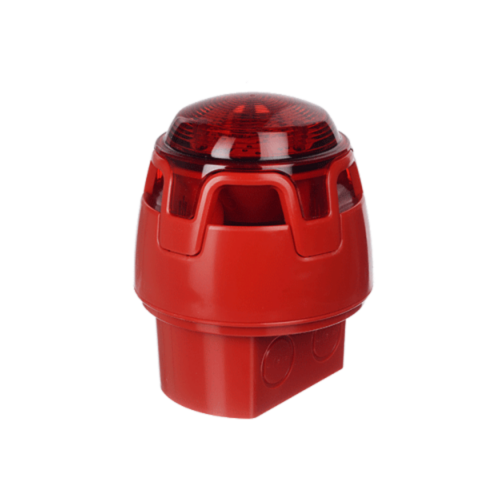 KAC Sounder Beacon: White-Red Lens: IP65: Standard Fix