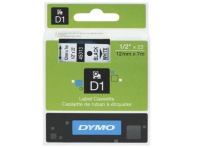 Dymo D1 tape 12mm x 7m black on white