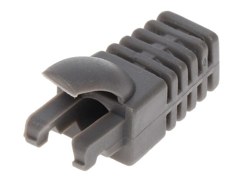 RJ45 plug strain relief boot | grey | rubber, 27 × 12 × 15 mm