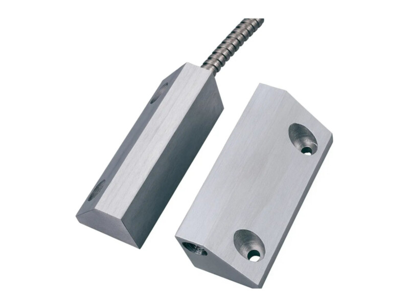 Sentek BSD-3015 roller door magnetic contact | silver | aluminium housing | armoured cable | 73 × 30 mm