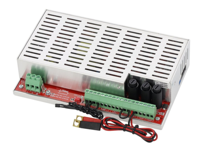 Pulsar EN54M-2A7-17 power supply module for fire alarm systems, 27.6 V, 2 A, battery 2x7-17 Ah, EN 54-4