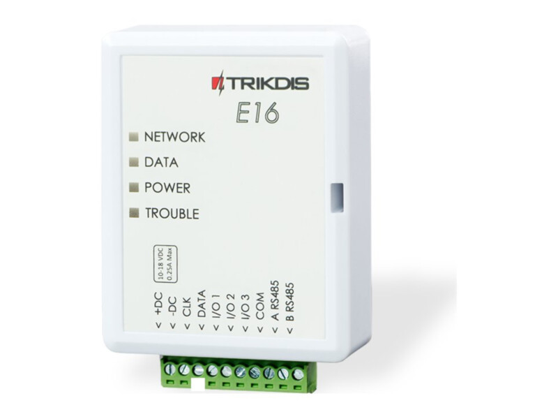 Trikdis E16 Ethernet communicator | RJ45 | panel data bus | Protegus 2