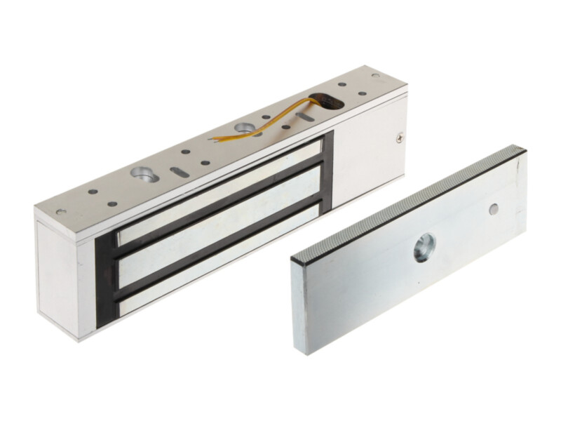 ZE-500 electromagnetic lock with brackets | 500 kg | 12/24 V DC | door status output NO/NC