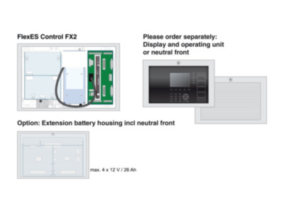 Esser FlexES Control FX2 fire alarm panel, 2 loops, for 2x12 Ah batteries