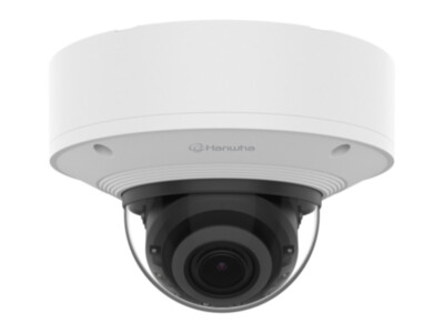 Hanwha XNV-A8085R dome camera 5MP, 3.3–9.3 mm motorised varifocal, vandal-resistant, IR 50 m, IP67