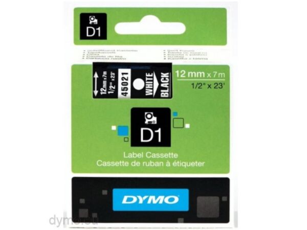 Dymo D1 lint 12mm valge/must