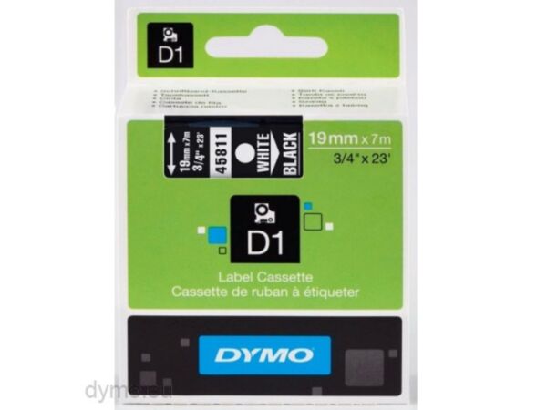 Dymo D1 lint 19mm valge/must