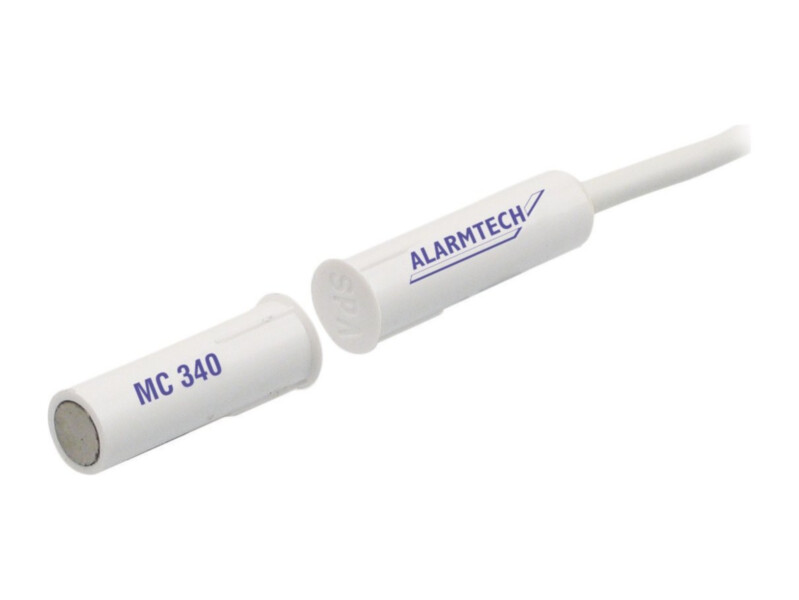 Alarmtech MC 340 magnetkontakt | valge | süvistatav | NC | IP67 | G2 | 2m kaabel | Ø8mm