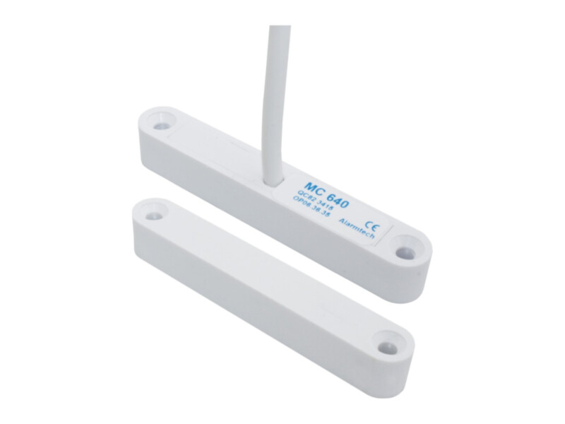 Alarmtech MC 640-5 magnetkontakt | valge | õhuke | aknaprofiilidele | NC | IP67 | G2 | 5m kaabel