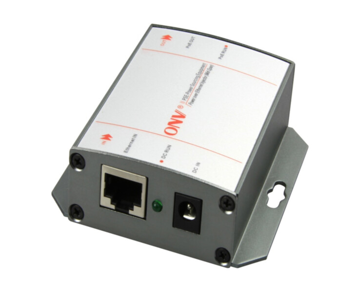 ONV PoE-injektor | 1 port, gigabit | IEEE 802.3af, 15,4 W | toide 12–32 V DC