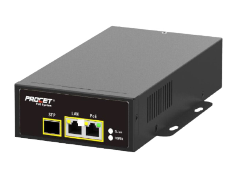 Hanwha SPO-8315 PoE-injektor kaamera toiteks võrgukaabli kaudu | must