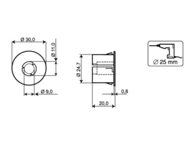 Alarmtech MC 200-S21 adapterid süvistatavatele kontaktidele | Ø25mm | 2 tk