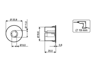 Alarmtech MC 200-S31 adapterid süvistatavatele kontaktidele | Ø19mm | 2 tk