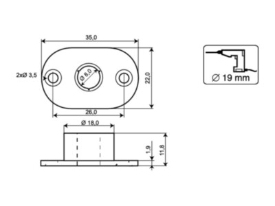 Alarmtech MC 300-S11 adapter MC 340, 346, 347 ja 370 kontaktidele | Ø19mm