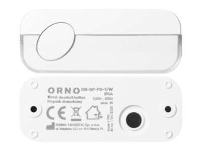 ORNO OR-DP-PD-1/W uksekella nupp | valge | nimesildiga, IP44